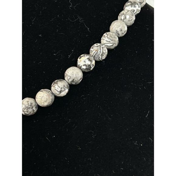 Handmade Gray Picasso Jasper Necklace, Adjustable, With a Silver Extender - Picture 4 of 6